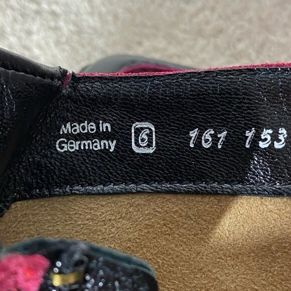 Vintage K Shoes Deep Red Suede Square Toe Ankle Boots Booties UK6 - Picture 8 of 13